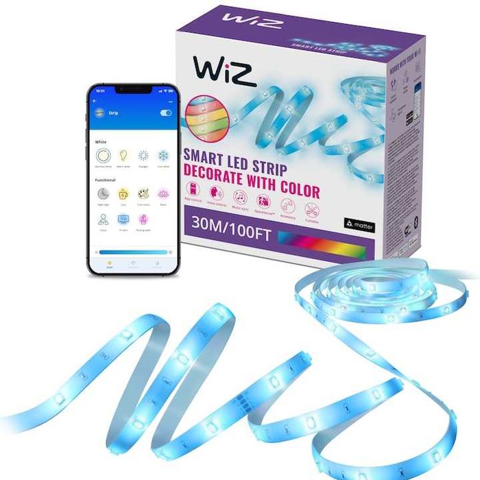 Banda LED RGB WiZ 30m Smart WiFi iluminare decorativă control voce/app