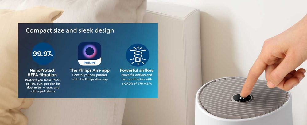 Пречиствател Philips SMART Series 600i AC0650/20 HEPA до 44м² тих WiFi НОВ