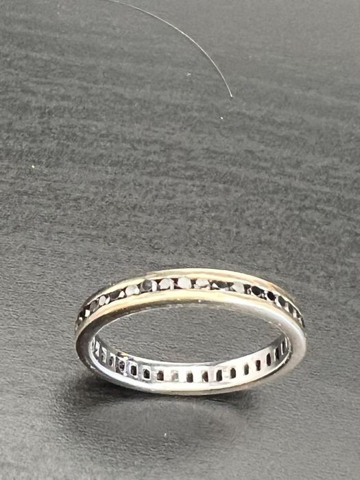 Vand inel aur alb cu diamante Negre inel memory