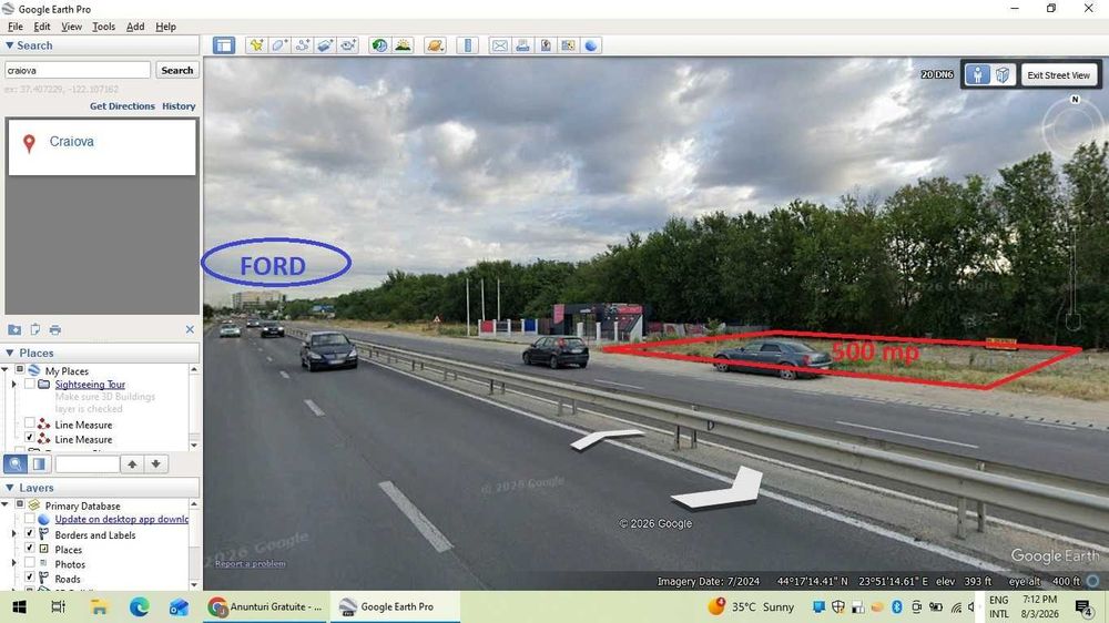 Vand/Inchiriez 500-1000 mp teren cu vad comercial- Craiova-Carcea-zona- Ford-Selgros