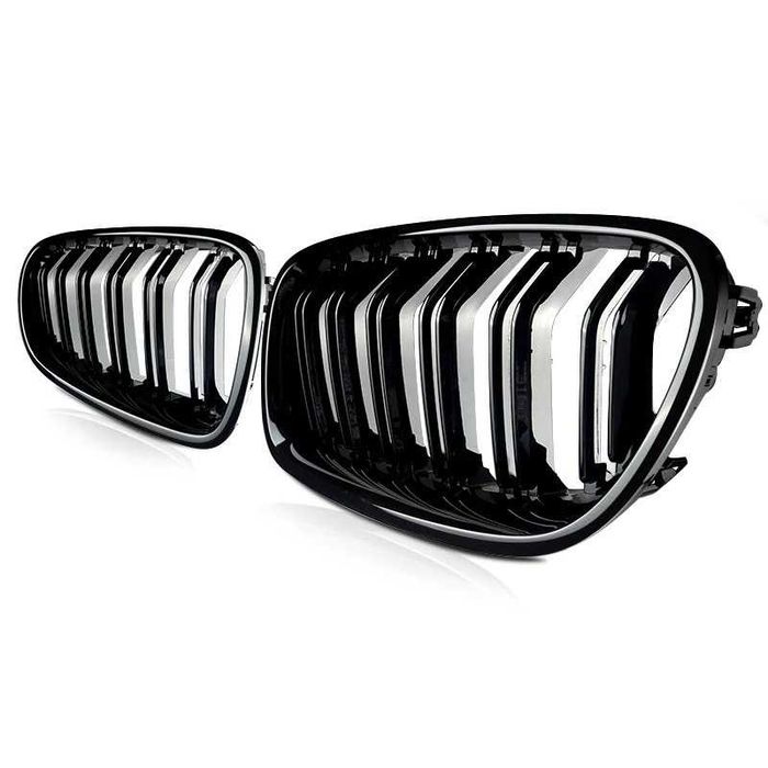 Set Grile/Nari Duble M Style Radiator Bara Bmw Seria 5 F10/F11 Negru Lucios , NOI