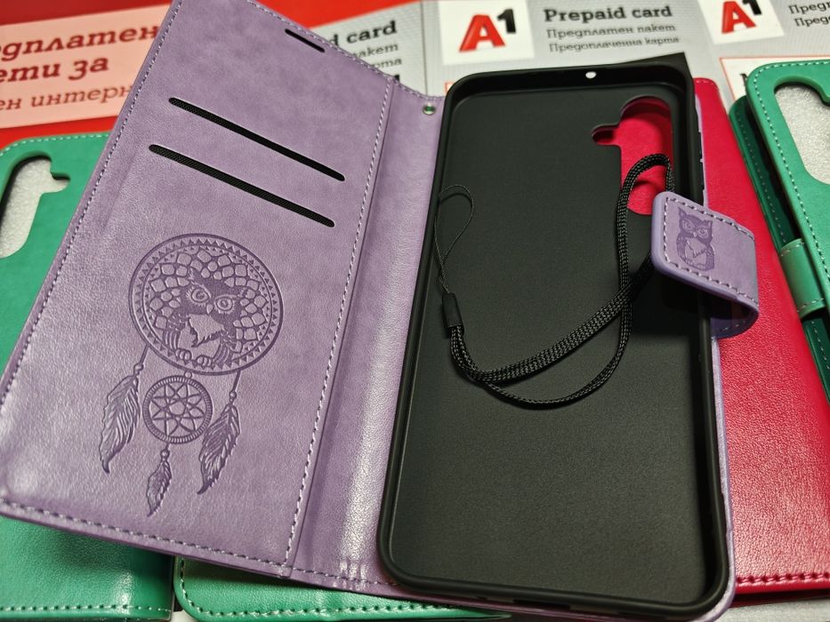 Samsung Galaxy A16 луксозни тефтери и гърбове блестящи и едноцветни