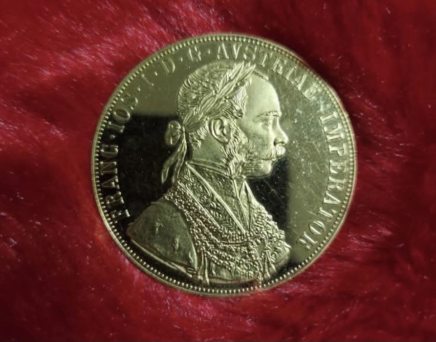 Vand galbeni placati cu aur de 24k Frank Iosif 4 ducat 1915 1/1 cu cei
