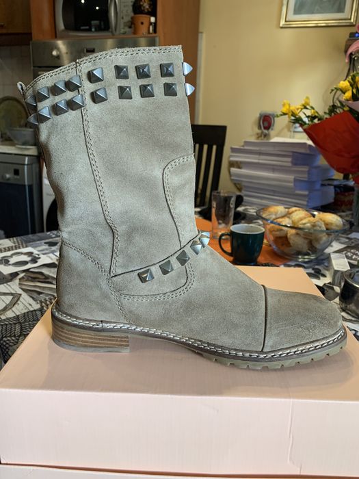 Ghete piele naturala cu tinte, verzi, toamna-iarna