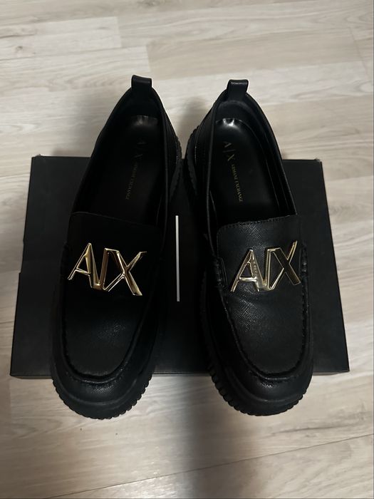 Mocasini negri Armani Exchange, 38