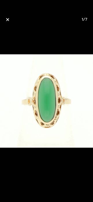Inel aur galben 14ct cu jade imperial