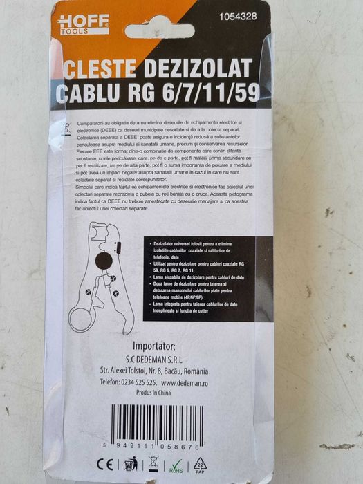 Cleste dezizolat cablu TV (RG6/7/11/59), telefonie, date