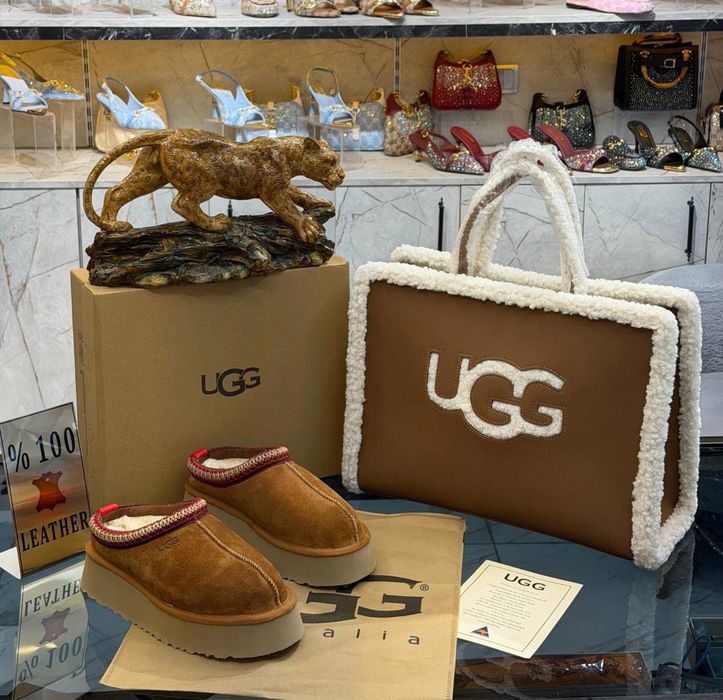 Ugg естествена кожа  чанта и обувки сет