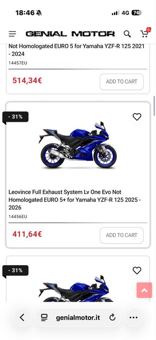 evacuare Leo vince  yzf r 125 2025-2026