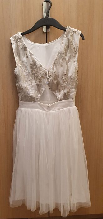 Rochie banchet/cununie/ocazie revelion tulle alb XS