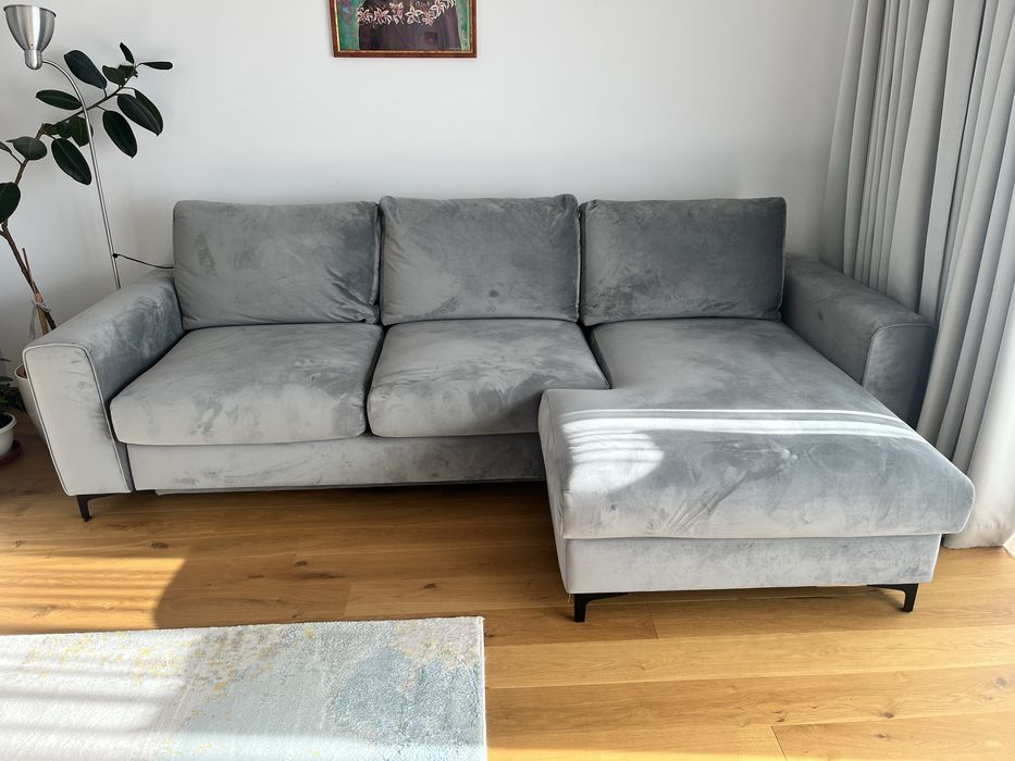 Canapea Rovere de colt cu sezlong Riva, textil Grey, dreapta