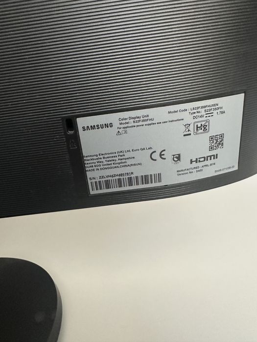 Monitor LED HDMI, Samsung, 21.5" S22F350FHU, Negru