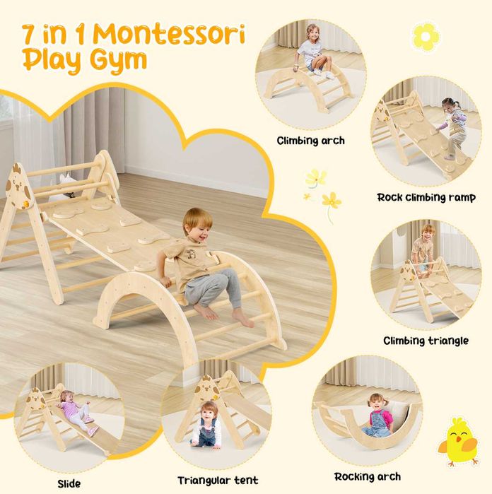Монтесори комплект за катерене 7в1 - Триъгълник на Пиклер, арка, рампа