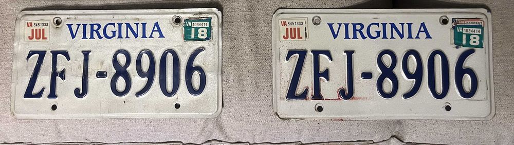 Set 2 numere originale SUA Virginia ZFJ 8906 2018