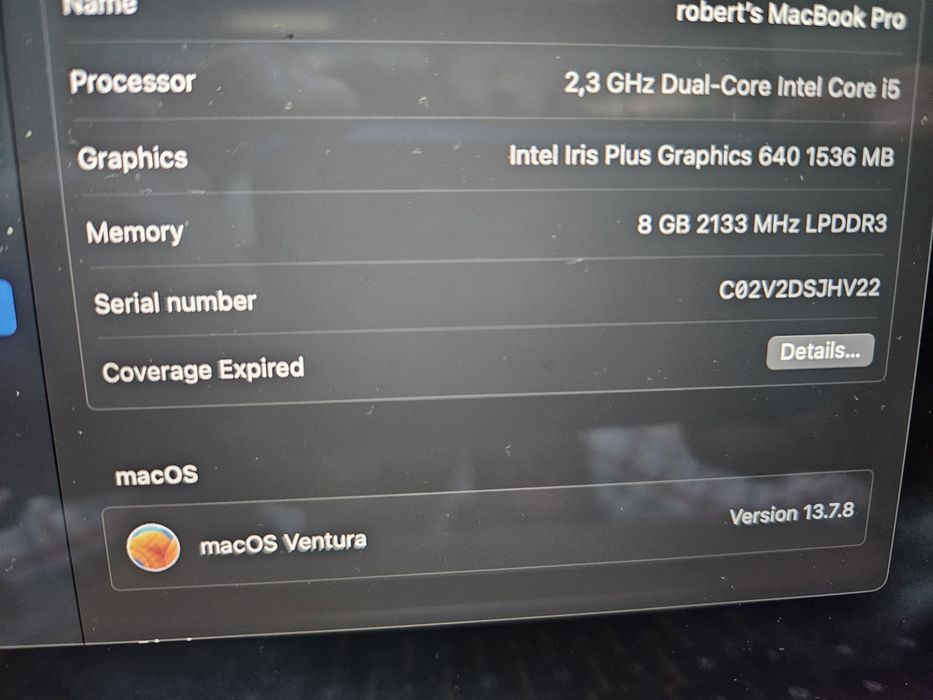 Magazin Macbook pro 2017 A1708 13 inci retina  128GB 8GB i5 stare f buna 6 luni garantie