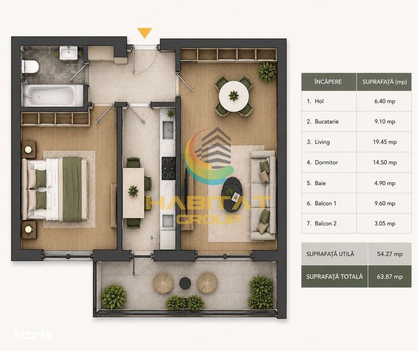 Apartament 2 camere decomandat - Parcare Bonus