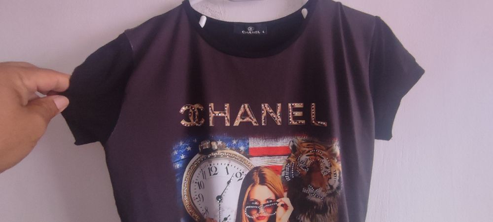 tricou dama M cu cristale si imagine ca nou