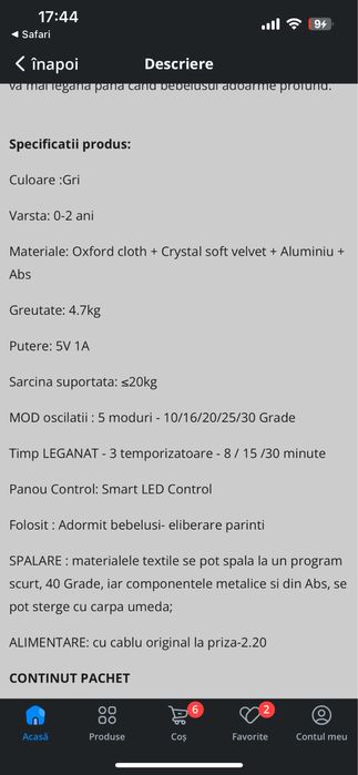 Leagan electric bebelus multifunctional CLD