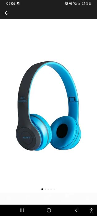Casti bluetooth cu microfon si radio, Albastru P 47
