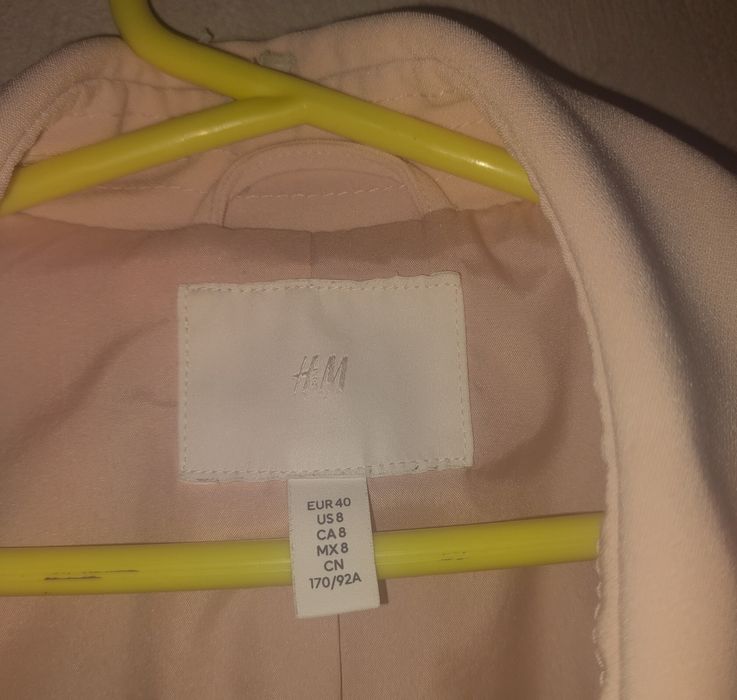 Trench Pardesiu  primavara H&M Roz pastel pudra M Midi