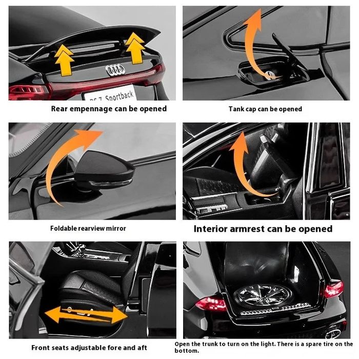 Метална кола 1:18 Audi RS7 с дистанционно за светлини и звукови ефекти