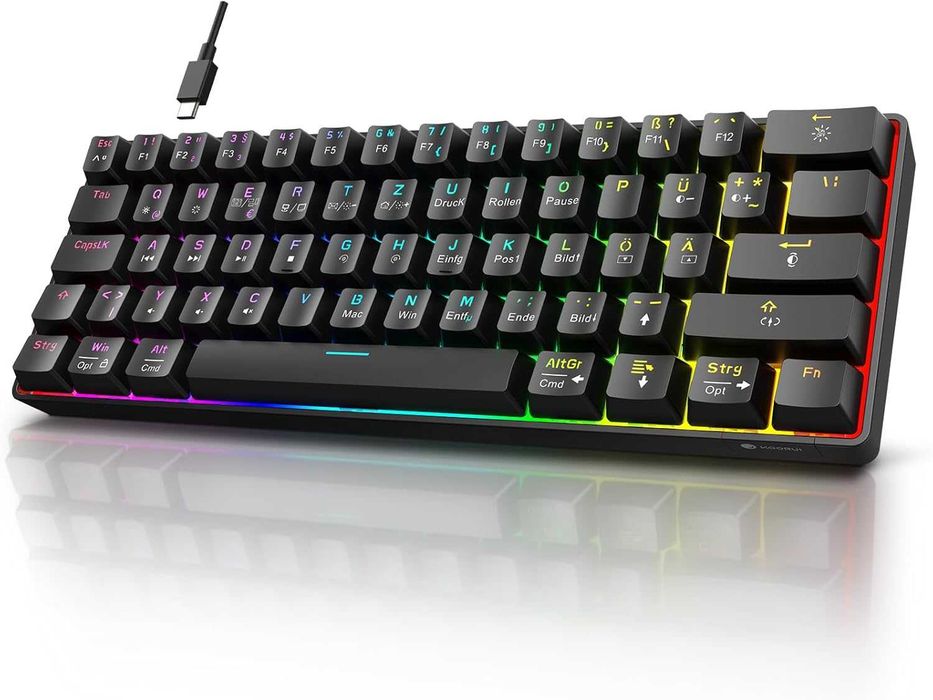 Tastatura mecanica Koorui 60%, QWERTZ, Red Switch, RGB
