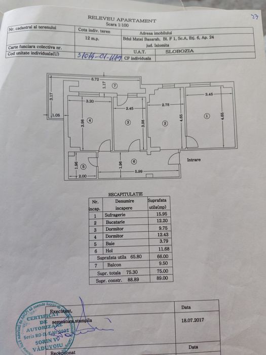 Apartament de vânzare