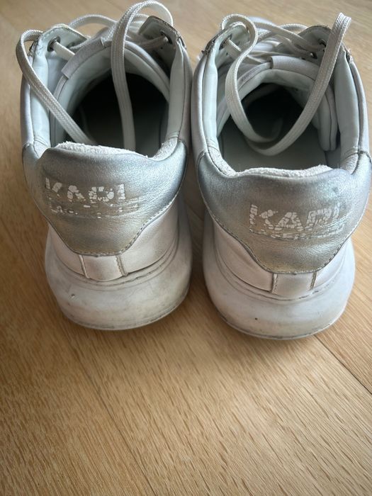 Бели кожени маратонки Карл Лагерфелд