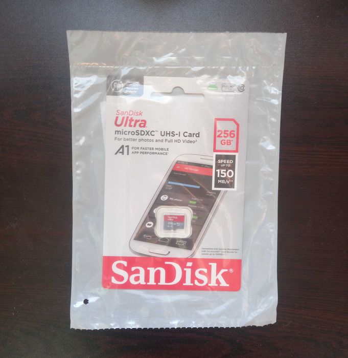Sandisk картa памет 256GB или 512GB + SD адаптер