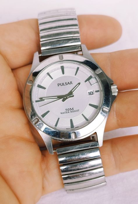 Ceas barbatesc Pulsar By Seiko VX42 X361, cu dată, cuarț, din oțel.