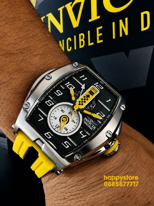 INVICTA Racing Monza Yellow steel 57mm, Инвикта нов ръчен часовник