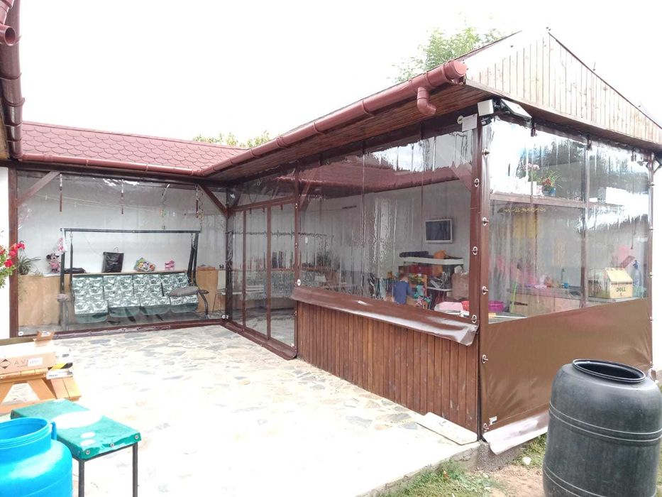 Folie transparenta cu bride si capse terase / foisoare