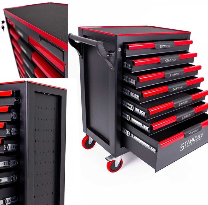 Празен шкаф за инструменти със 7 чекмеджета StahlMayer Red Line