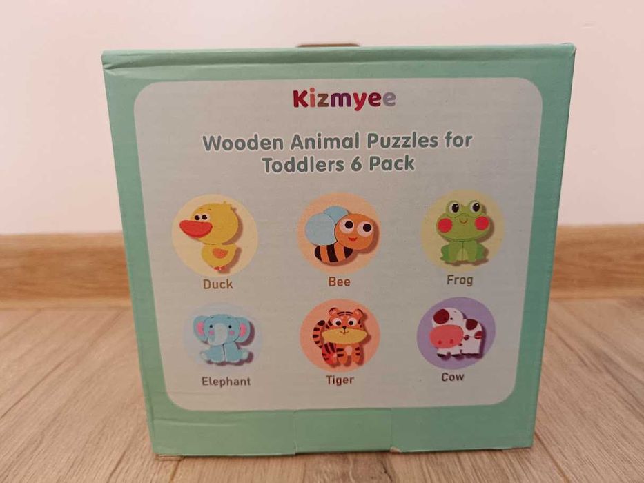 Puzzle-uri din lemn cu animale (Montessori, set de 6)