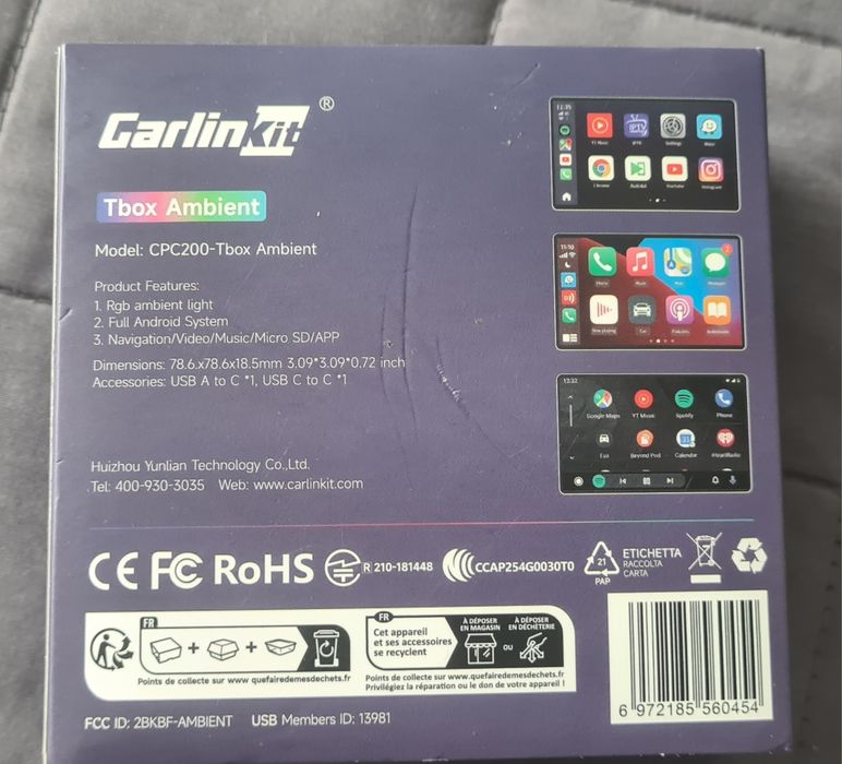 Автомобильный адаптер CarlinKit TBOX LED 8-128