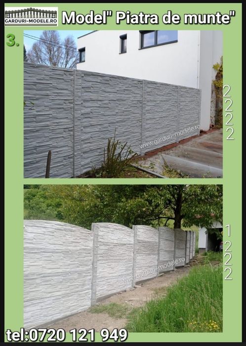 Garduri durabile din stalpi și placi prefabricate din beton armat.