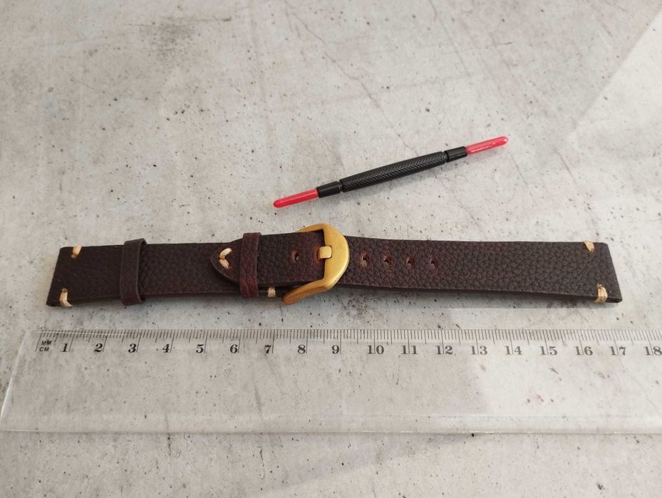 Curea piele bovina maro cu catarama de bronz latime 20mm