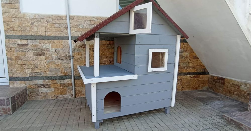 Луксозна дървена къща за котки котешка къща котка куче
Осигурет