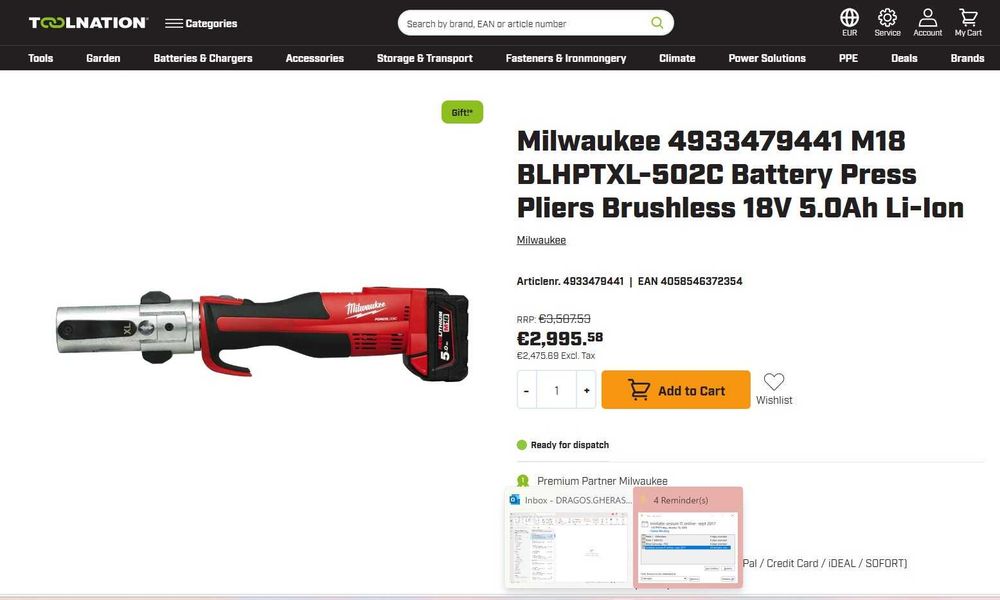 Presa sertizare Milwaukee  M18 BLHPT pentru instalatii +bacuri geberit
