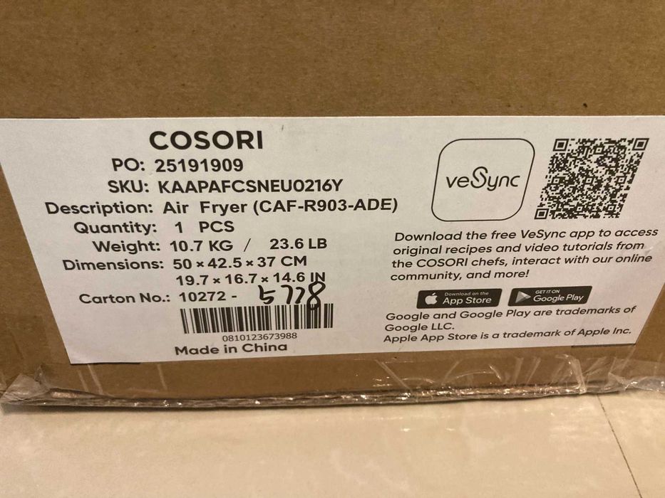 Еър Фрайър Cosori CAF-R903 Dual Zone Air Fryer 8.5L Gold Като нов
