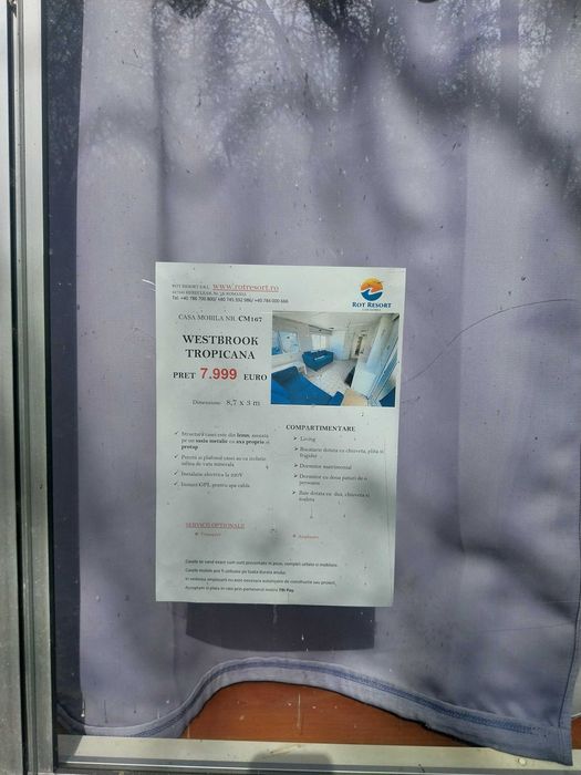 Casa mobila cu doua camere, living bucatarie, echipat cu baie si bicatarie 220 V si aragaz