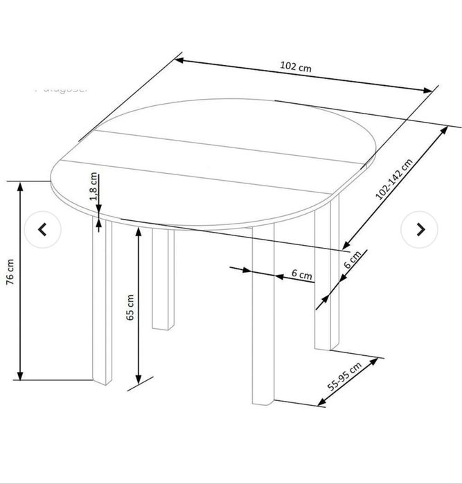 Masa rotunda extensibila 102-142 cm