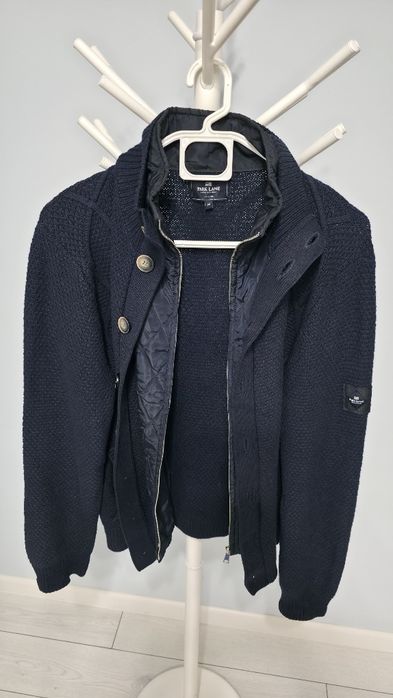 Cardigan/jacheta tricotata barbati, 50% lana, bleumarin Park Lane, M