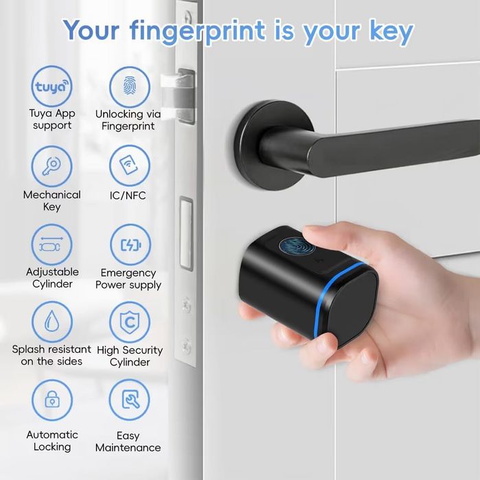 Yala cilindru euro smart 60mm amprenta NFC, Bluetooth, cheie, Tuya, HA