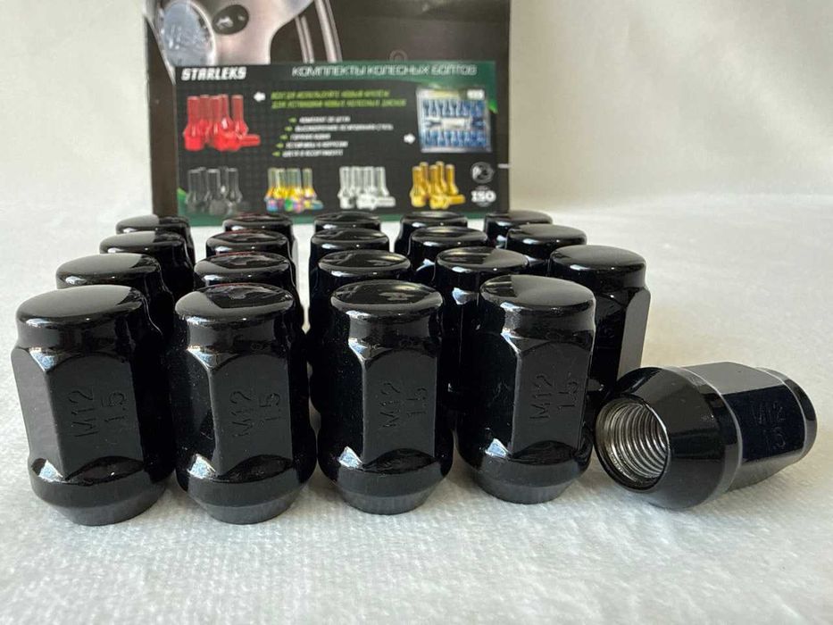 Комплект гаек 801445HT/BC М12х1.5 конус ключ 19 черный хром, 20шт
