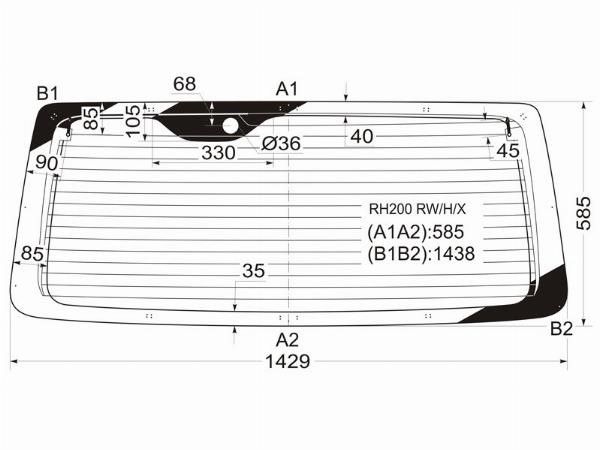 Стекло заднее с обогревом Toyota Hiace