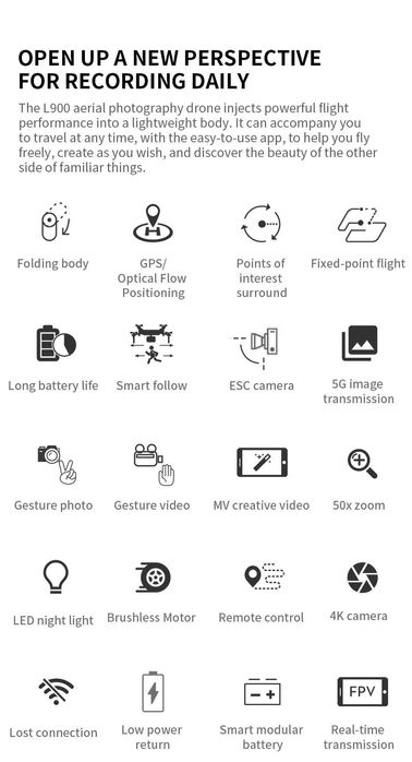 Квадрокоптер L900 SE MAX 4K, лазерен сензор, 3 батерии + кейс