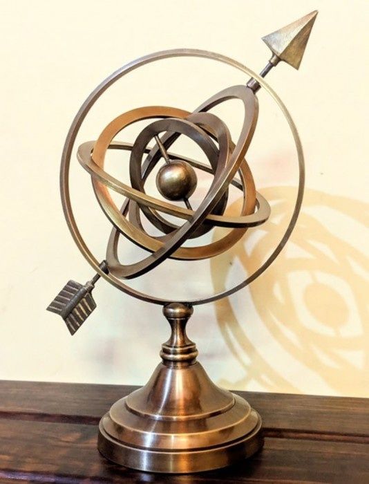 Astrolab piesa pentru decor confecționata din alama solida ,h 35 cm
