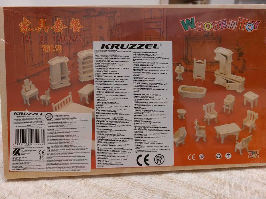 Set mobilier lemn de jucarie 34 piese DIY