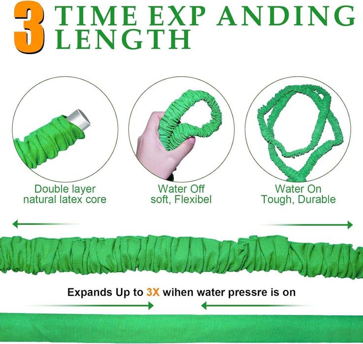 Furtun de gradina extensibil 30m cu duze  de pulverizare